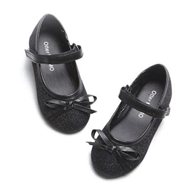 Imagem de Otter MOMO Sapatilhas de bailarina Mary Jane para crianças/meninas, sem cadarço, para festas escolares, D708-preto, 9 Toddler