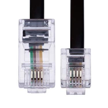 Imagem de 10 m RJ11 para RJ45 Cabo de telefone 6P4C para 8P8C conector plugue para telefone fixo (preto)
