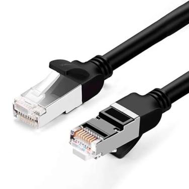 Imagem de Cabo de Rede RJ45 Cat6 UTP Macho 1 Metro Preto Conexão Rápida Estável Alta Performance Ideal para Escritório Home Office Jogos Online Streaming