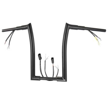 Imagem de Prewired Guidão gordo de 3,8 cm para Harley 2007-2014 Softail/Road King/Dyna/Sportster Meathook Ape Hangers 40.6 cm Rise Pre-wired Bar com CAN-Bus e seta, preto