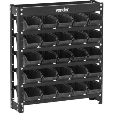 Imagem de Estante metálica com gavetas modelo prático 25/3 cor preta Vonder - Má