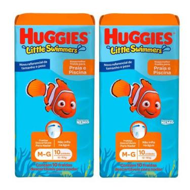 Imagem de Kit 2 Fralda Huggies Little Swimmers Tamanho M/G com 10 Fraldas Descar