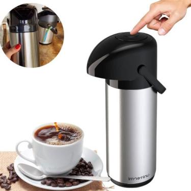 Imagem de Garrafa Térmica em Aço Inox 1 Litro Verona  Bomba de Pressão - Uniterm