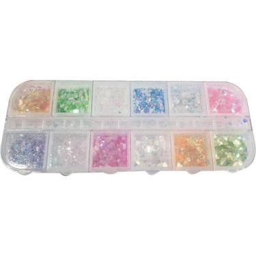 Imagem de Case 12 Glitter Flocado Holográfico Pasteis Decoração Unhas - Lilabell