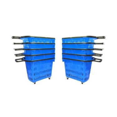 Imagem de KIT - 10 Cestos Grande com Rodízio D300 Cód. 3300 Azul - Della Plast