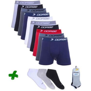 Imagem de Kit 10 Boxer Algodão + 3 Pares Meia Soquete Dorbe, P
