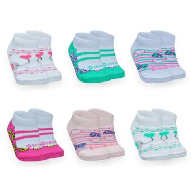 Imagem de Kit baby feliz 6 pares de meia masculino e feminino algodão lindas 6-1