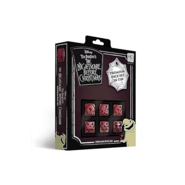 Imagem de USAOPOLY Nightmare Before Christmas Premium Dice Set | Collectible d6 Dice | Red & Black Custom Dice with Collectible Tin Case | Officially Licensed Disney 6-Sided Dice (AC004-291-002000-12)
