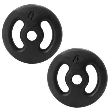 Imagem de Kit 2 Anilhas Peso Ferro 4kg Academia Musculação - Rei do Fitness