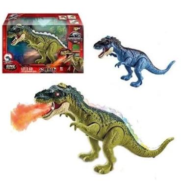 Imagem de Brinquedo Tiranossauro  Rex Colorido Solta Fumaça Com Luz E Som  Anda 