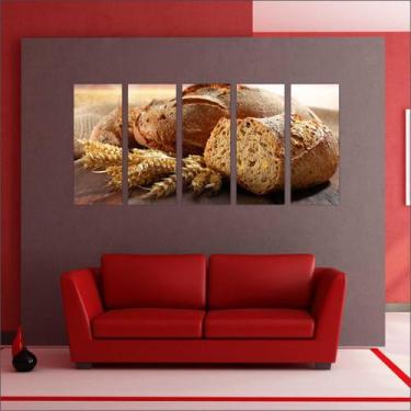 Imagem de Quadro Decorativo Padarias Cafeterias Pães Café Bolos Tortas 5 Peças G