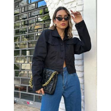 Imagem de Jaqueta Jeans Feminina Botão Encapado Tendência Da Moda - liberty.moda