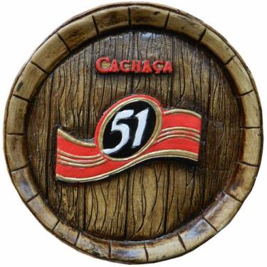 Imagem de Tampa de Barril Rústica Grande em Alto Relevo Decor - Cachaça 51 - Ret