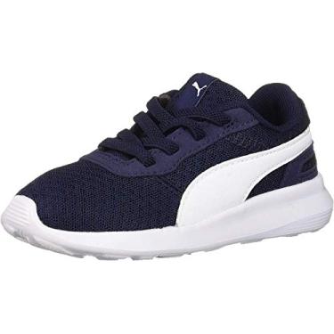 Imagem de Puma Tênis infantil masculino St Activate AC sem cadarço casual - azul, Pavão/branco, 4 Toddler