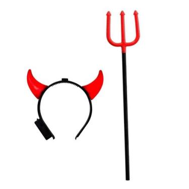 Imagem de Kit Fantasia Diabinho Tiara e Tridente Halloween Carnaval - Bwx