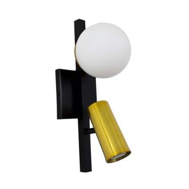 Imagem de Lustre Arandela  Bola Globo Tubo Articulada Preto e Dourado 141 - ILUM