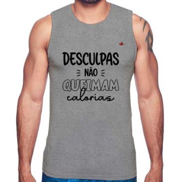 Imagem de Regata Desculpas não queimam calorias - Foca na Moda, Cinza, GG
