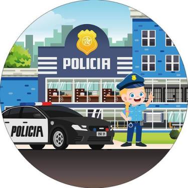 Imagem de Painel De Festa Redondo 1,50x1,50 - Policia Menina Loira 022 - Via Cor