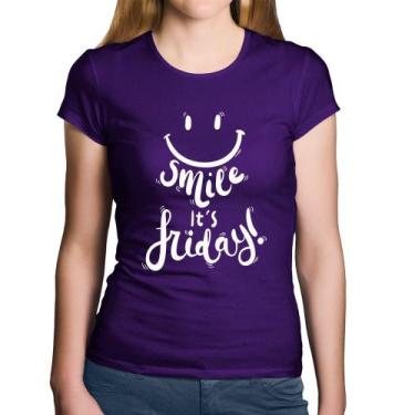 Imagem de Baby Look Algodão Smile, It's Friday! - Foca na Moda, Roxo, G
