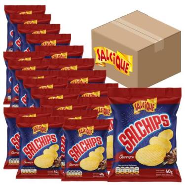 Imagem de Kit Salcique Salgadinhos Batata Ondulada Churrasco 40g c/20, 40g, Chur