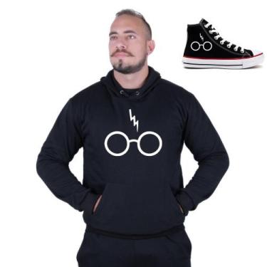 Imagem de Kit Blusa De Moletom E Tênis Harry Potter Óculos Cicatriz - Vinis Stor