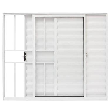 Imagem de Veneziana 3 folhas 1,00x1,50 com grade no alumínio branco