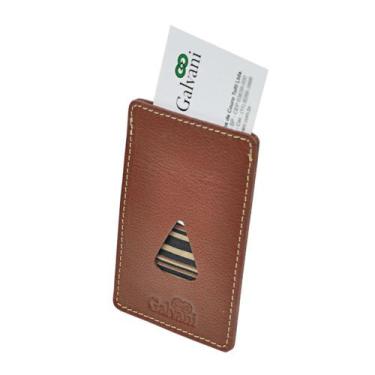 Imagem de Porta Cartões de Visita TIZIU em Couro Galvani, Marrom pinhão