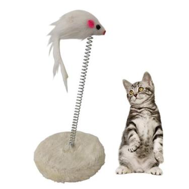 Imagem de Arranhador Gato Pet Ratinho Guizo Mola Brinquedo Interativo Felino Pel