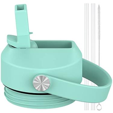 Imagem de CHEETAH Tampa de canudo para garrafa de água Yeti Rambler 510 g, 737 g, 1,020 g, 1,304 g, 340 g, 1,814 g, tampa de palha, canudos e escova incluídos (espuma do mar)