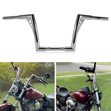 Imagem de Ohhmoto Ape Hangers Motorcycle Handlebar Rise- 1-1/4" Diâmetro Sportster Guidão Bar para Xl 1200 883 Dyna Softail Touring Road Glide Road King Modelos (10" Cromado)