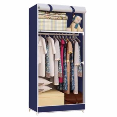 Imagem de Guarda-roupa Único guarda-roupa armário dormitório 2ft enrolar tecido pendurado armário estudante pequeno zíper tubo de aço armário de pano econômico armário