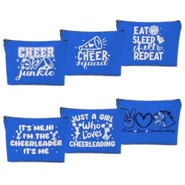 Imagem de Bolsa de maquiagem de torcida com 6 peças, presentes de torcida, presentes de líder de torcida para meninas, presentes de equipe de torcida, 6 peças Blue Cheer, 9.6*7.1 inch
