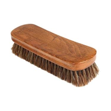 Imagem de YIJU Escova de polimento Escova de brilho Escova côncava com cabo de crina de cavalo Escova de polimento de sapato, 20cmx5.5cmx3.9cm