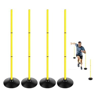 Imagem de ASENVER Conjunto de bastões de agilidade de 1,5 m de altura, bastões de treino de velocidade destacáveis, bastões de slalom de futebol com escada de agilidade e cones (4 peças, amarelo)
