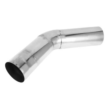 Imagem de Motoforti Tubo de exaustão de mandril de 45 graus Tubo de escape de carro Mandril Curva DIY Tubo personalizado 12,7 cm OD 30 cm Comprimento da perna T304 Aço inoxidável Tom prateado