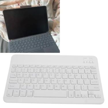 Imagem de Teclado Sem Fio Portátil Ultrafino Com Retroiluminação RGB, Recarregável para Telefone Tablet, Ergonômico de 10 Polegadas, Teclas de Tesoura, Design de Alumínio (Branco)