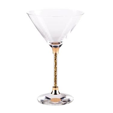 Imagem de Vetrina Stem Martini Glass, vidro de cristal sofisticado, base facetada, para mesa de jantar, evento, casamento, coquetéis de bar em casa, ouro, conjunto de caixa de presente de 5 cm
