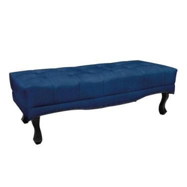 Imagem de Puff Recamier Retrô Luis Xv Captonê Vicenza 160cm Suede S04 Cor Azul M