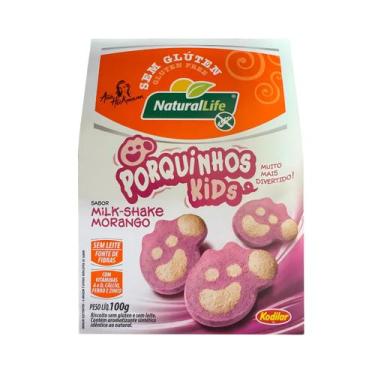 Imagem de Biscoito Sem Glúten Porquinhos Kids Milk Shake Morango - Natural Life 