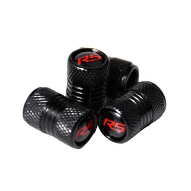 Imagem de (Conjunto de 4) Tampa de haste de válvula de pneu de metal RS com resina RS Performance Emblem Trim Decalque para Chevrolet Chevy Camaro Malibu Spark Trax e Nissan e Toyota e Audi air Cap