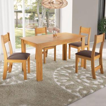 Imagem de Mesa de Jantar 4 Lugares Mara Mel/Fume - Viero Móveis, Moderno, Marrom
