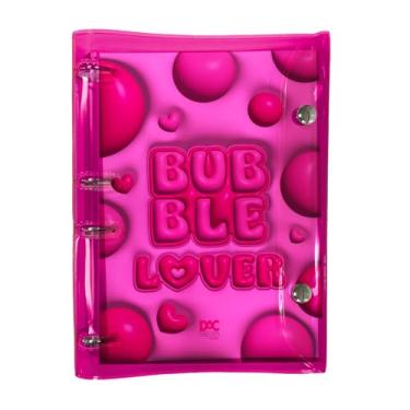Imagem de DAC - Caderno Argolado Colegial PVC Cristal com 192 Folhas Fechamento em Botão - Bubble Rosa