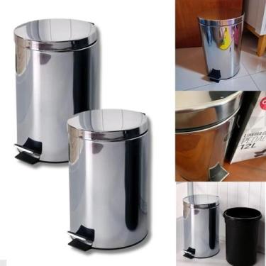 Imagem de Duas Lixeiras Inox Cozinha Banheiro Multiuso 12 Litros - POWER MAID