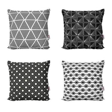 Imagem de Almofadas Decorativas Preto e Branco Geométricas Para Sala 40x40 - Nov
