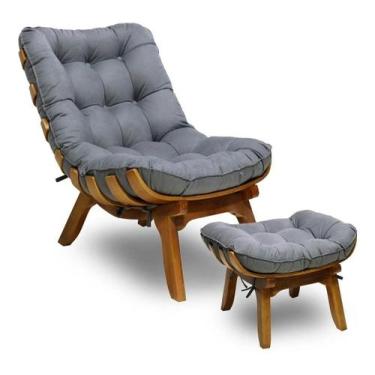 Imagem de Poltrona Decorativa Mais Puff Costela Base De Madeira Belo Tok - Suede