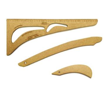 Imagem de Kit Réguas Curva e Cavas Costura Profissional Modelagem 3 pç - Levolpe