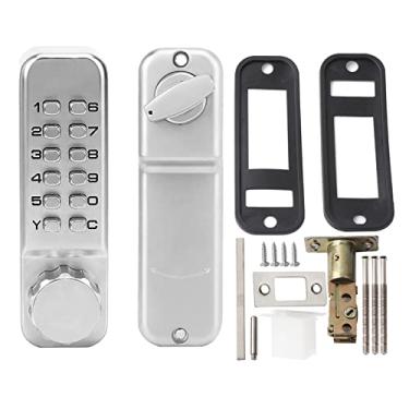 Imagem de Fechadura mecânica com senha QANYEGN, conjunto de fechadura mecânica digital, fechadura mecânica com alça para garagem, hotel, escritório, depósito