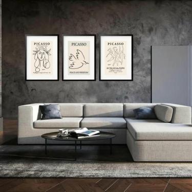 Imagem de Kit 3 Quadros Grandes Picasso Portrait Imaginaires Collection 60x48cm 