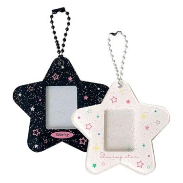 Imagem de 2 porta-cartões de foto com glitter de 2,5 cm, porta-cartões de identificação de acrílico para foto de estudantes, porta-crachás de identificação