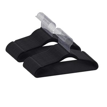 Imagem de Cabides Aveludado Slim Conjunto Com 30 Pçs Preto - Luxo